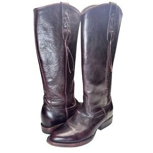 Allens | Women | Solid Cherry Leather Western Tassel Mid Calf Boots | Size 6.5 B